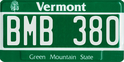 VT license plate BMB380