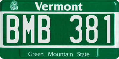 VT license plate BMB381
