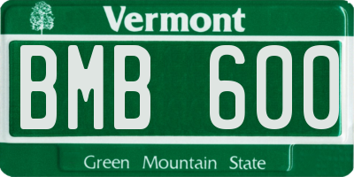 VT license plate BMB600
