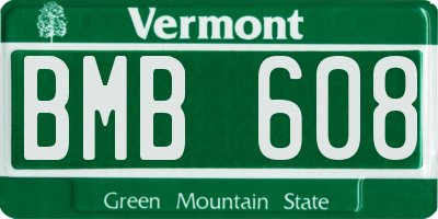 VT license plate BMB608