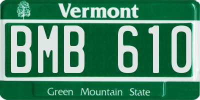 VT license plate BMB610