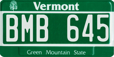 VT license plate BMB645