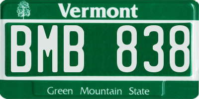 VT license plate BMB838