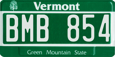 VT license plate BMB854