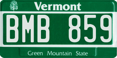 VT license plate BMB859