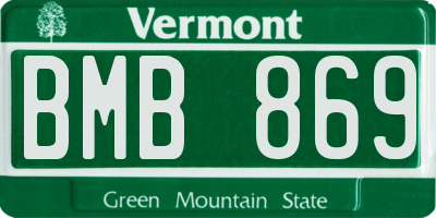 VT license plate BMB869