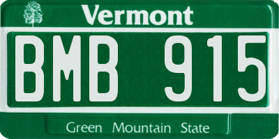 VT license plate BMB915
