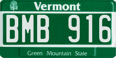 VT license plate BMB916