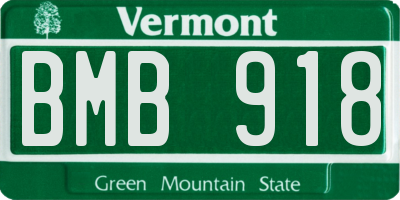 VT license plate BMB918