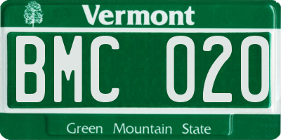 VT license plate BMC020