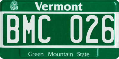 VT license plate BMC026