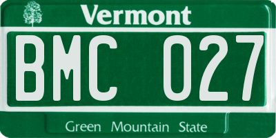 VT license plate BMC027