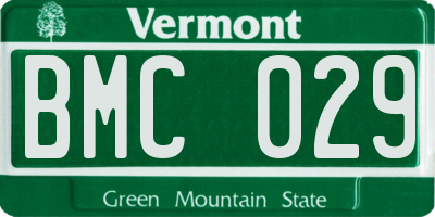 VT license plate BMC029