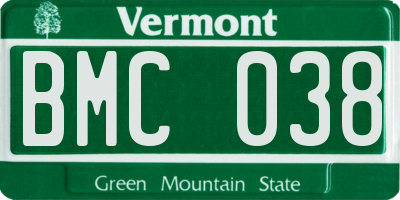 VT license plate BMC038