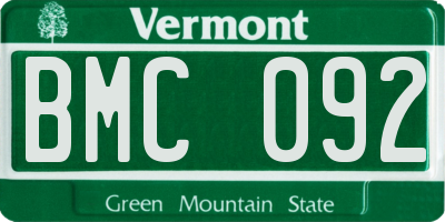 VT license plate BMC092