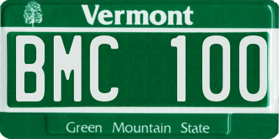 VT license plate BMC100