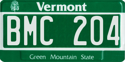 VT license plate BMC204