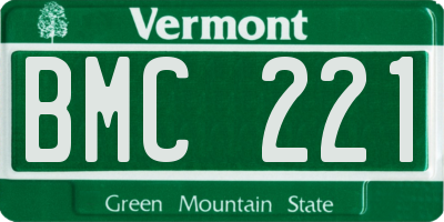 VT license plate BMC221