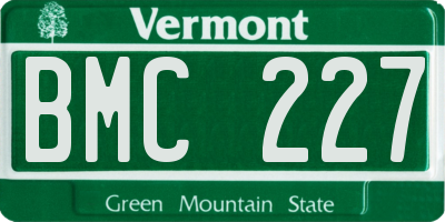 VT license plate BMC227