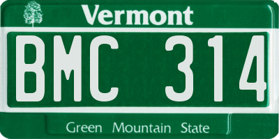 VT license plate BMC314