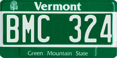 VT license plate BMC324