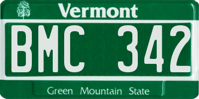 VT license plate BMC342