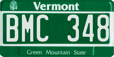 VT license plate BMC348