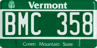 VT license plate BMC358