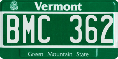 VT license plate BMC362