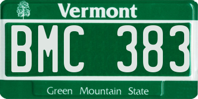 VT license plate BMC383