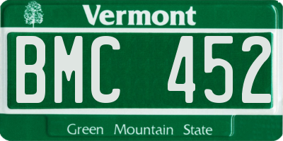 VT license plate BMC452