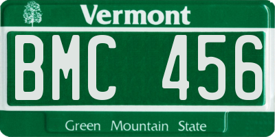 VT license plate BMC456