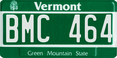 VT license plate BMC464