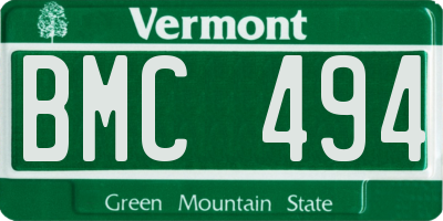 VT license plate BMC494