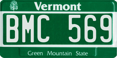 VT license plate BMC569