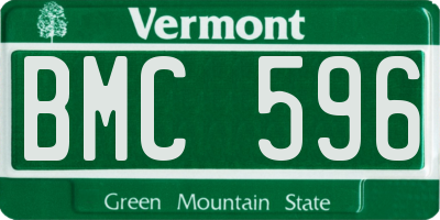 VT license plate BMC596