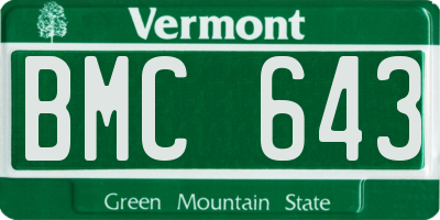 VT license plate BMC643