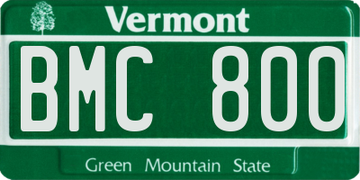 VT license plate BMC800