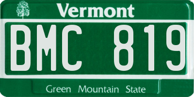 VT license plate BMC819