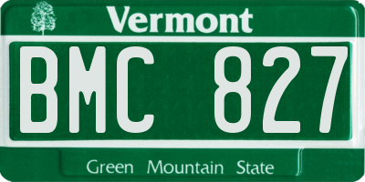 VT license plate BMC827