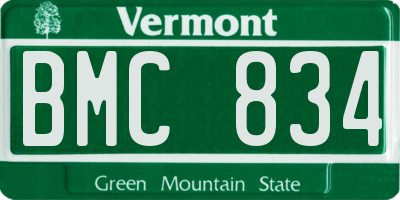 VT license plate BMC834