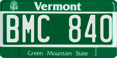 VT license plate BMC840