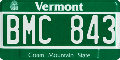 VT license plate BMC843