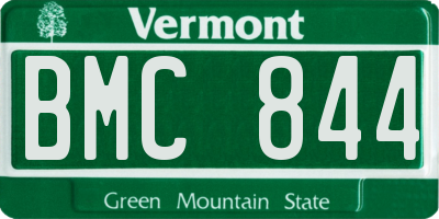 VT license plate BMC844