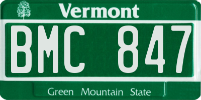 VT license plate BMC847