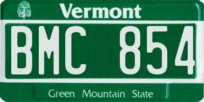 VT license plate BMC854