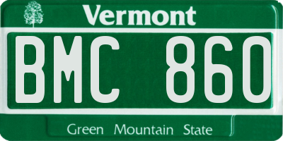 VT license plate BMC860