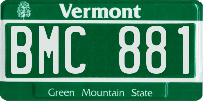 VT license plate BMC881