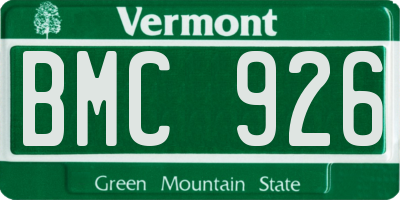 VT license plate BMC926