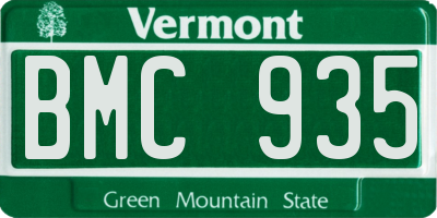 VT license plate BMC935